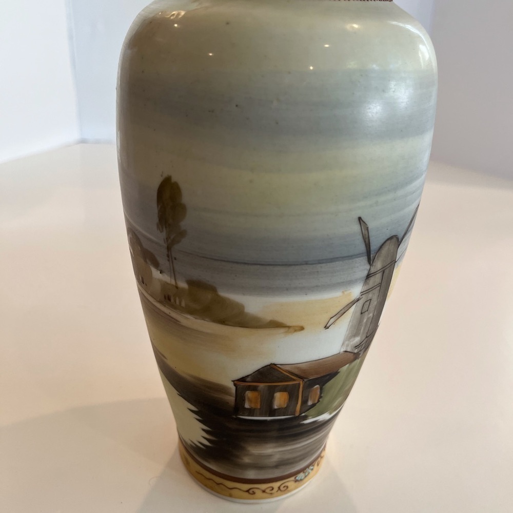 Hand Painted Vase with Windmill - Picture 3 of 11